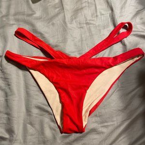 Kendall & Kylie Red Strappy Bikini Bottoms size Large *191